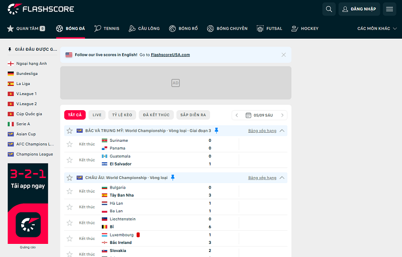 Flashscore.vn – Theo dõi đa giải đấu toàn cầu